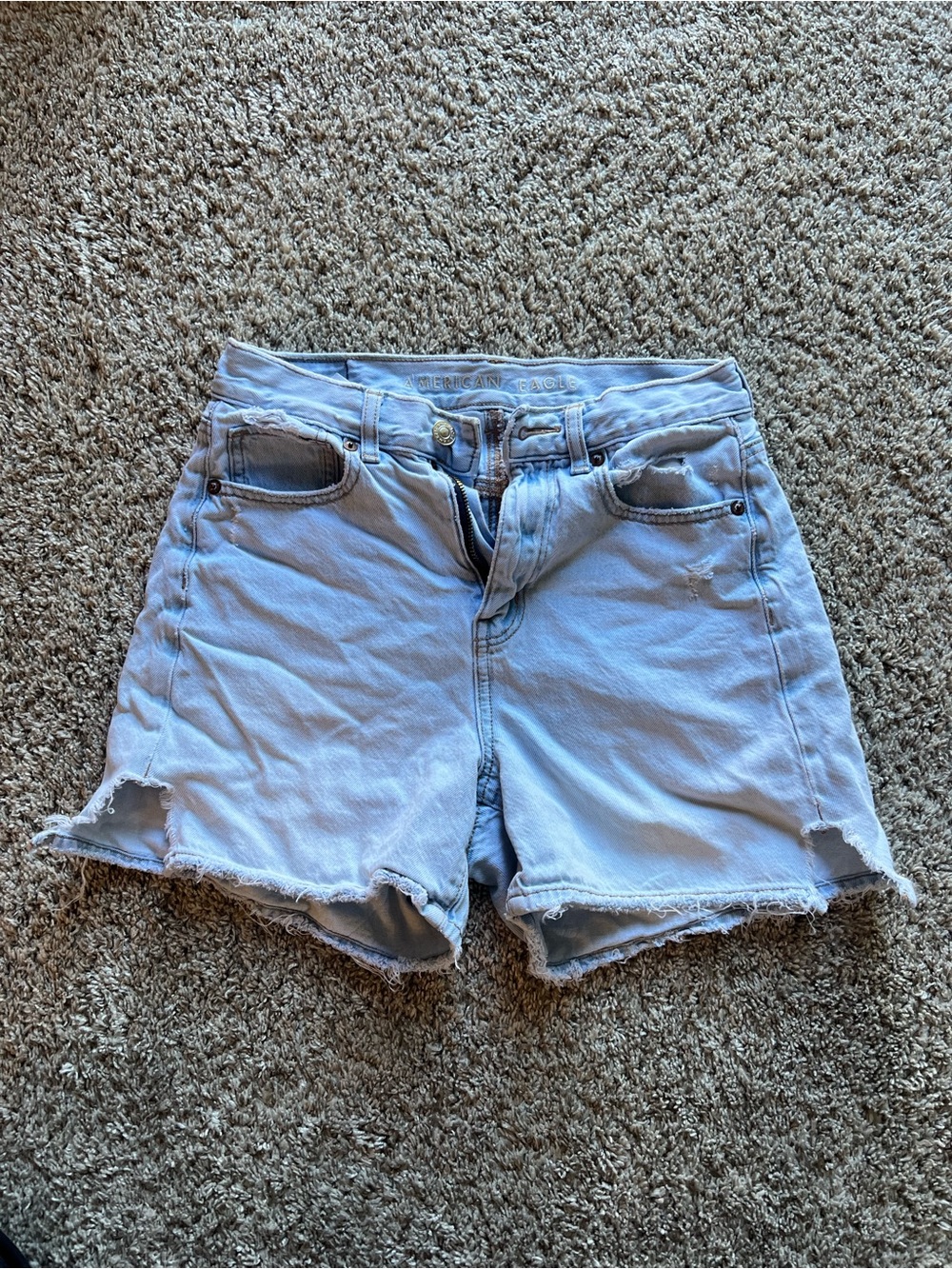 American Eagle Light Blue Women's Denim Shorts - Frayed Hem